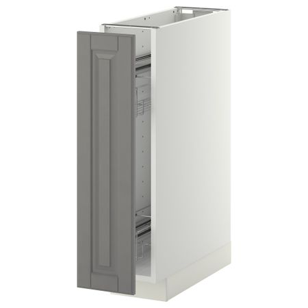 Напольный шкаф, выдвижной внутрений элемент МЕТОД, белый, Будбин серый (20x60 см)