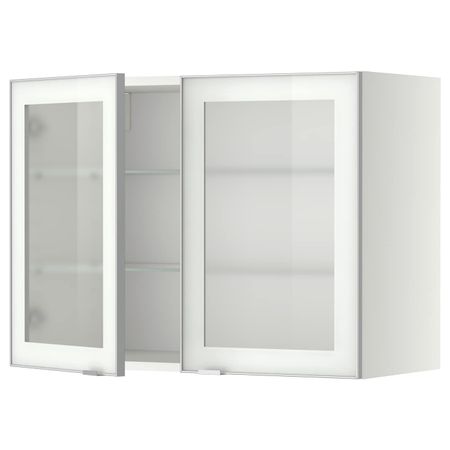 Навесной шкаф с полками, 2 стекло дв, белый/Ютис матовое стекло 80x60 см IKEA METOD МЕТОД 993.304.26