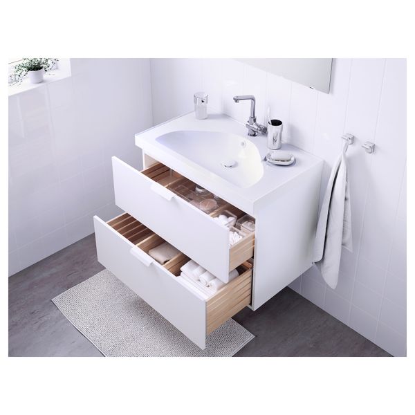 Шкаф для раковины с 2 ящиками ГОДМОРГОН / ЭДЕБОВИКЕН, белый (80x49x64 см) - схема-чертеж с размерами