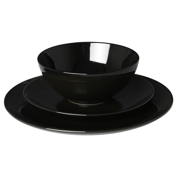 Сервиз,18 предметов ФЭРГРИК, черный, фаянс - схема-чертеж с размерами