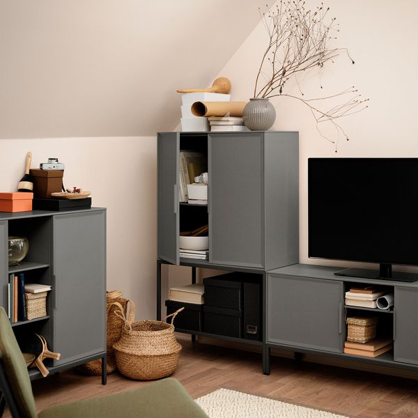 Шкаф, серый, 73x35x126 см IKEA TULLSTORP 704.984.35 - схема-чертеж с размерами