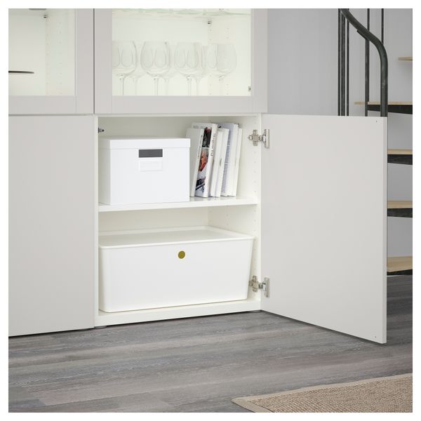 Комбинация для хранения со стеклянными дверцами БЕСТО, белый, Лаппвикен светло-серый прозрачное стекло (120x40x192 см) - схема-чертеж с размерами