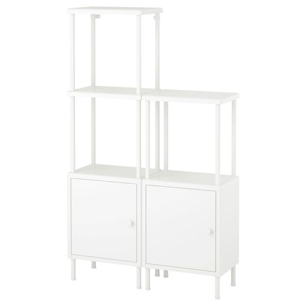 Стеллаж с 2 шкафчиками ДИНАМ, белый (80x27x94-134 см) - фото 1