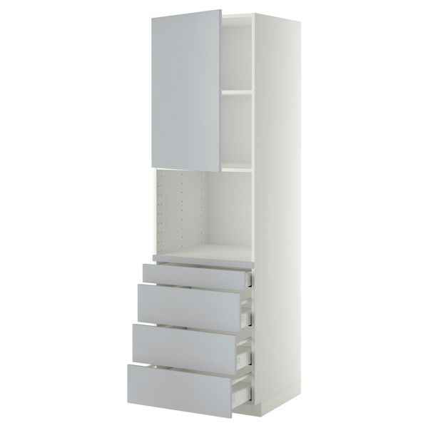 Высокий шкаф для комбинированния СВЧ, 4 ящика МЕТОД / МАКСИМЕРА, белый, Веддинге серый - схема-чертеж с размерами