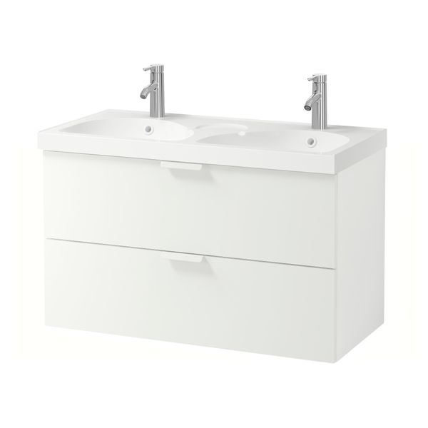 Шкаф для раковины с 2 ящиками ГОДМОРГОН / ЭДЕБОВИКЕН, белый (100x49x64 см) - фото 2