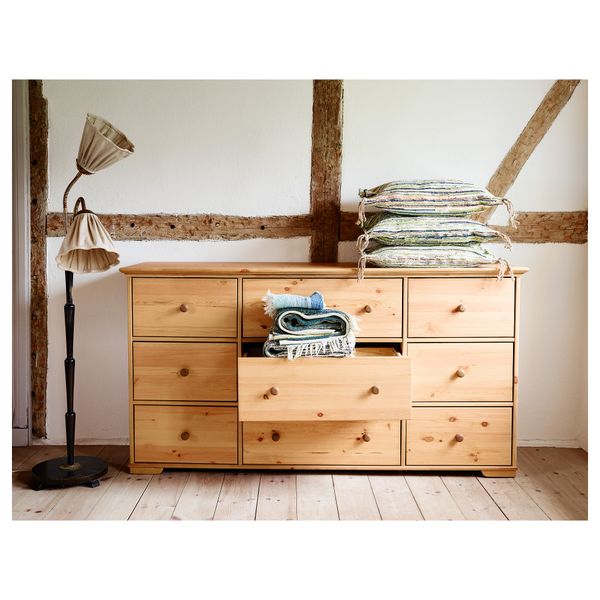 Комод с 9 ящиками ГУРДАЛЬ, светло-коричневый (176x93 см) - схема-чертеж с размерами