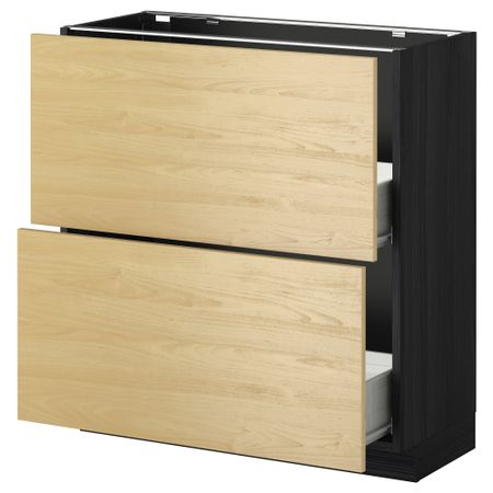 Напольный шкаф с 2 ящиками МЕТОД / ФОРВАРА, черный, Тингсрид береза