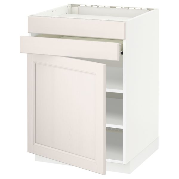 Напольный шкаф для варочной панели, доводчик, 2 фасада, 1 ящик МЕТОД / ФОРВАРА, белый, Лаксарби белый (60x60 см) - схема-чертеж с размерами