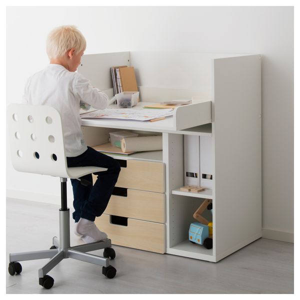 Стол с 3 ящиками СТУВА, белый, береза (90x79x102 см) - фото 3