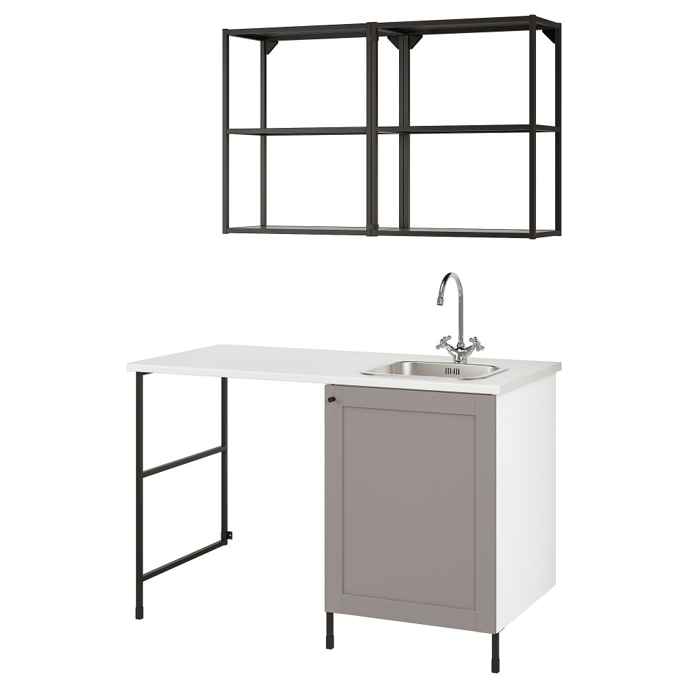 Комбинация для хранения, антрацит, серый каркас, 139x63.5x87.5 см IKEA BEGIVENHET БЕГИВЕНХЕТ 094.774.51 - фото 1