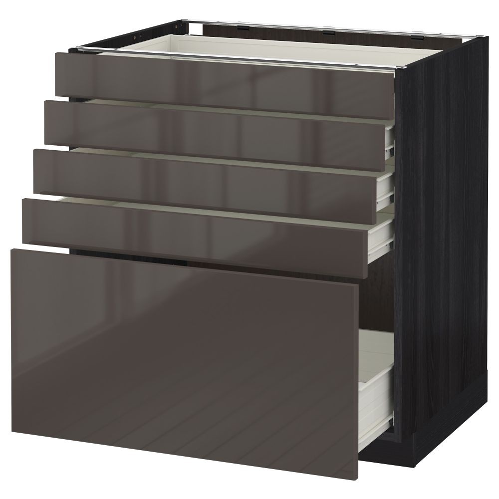 Напольный шкаф с 5 ящиками МЕТОД / ФОРВАРА, черный, Рингульт серый - схема-чертеж с размерами