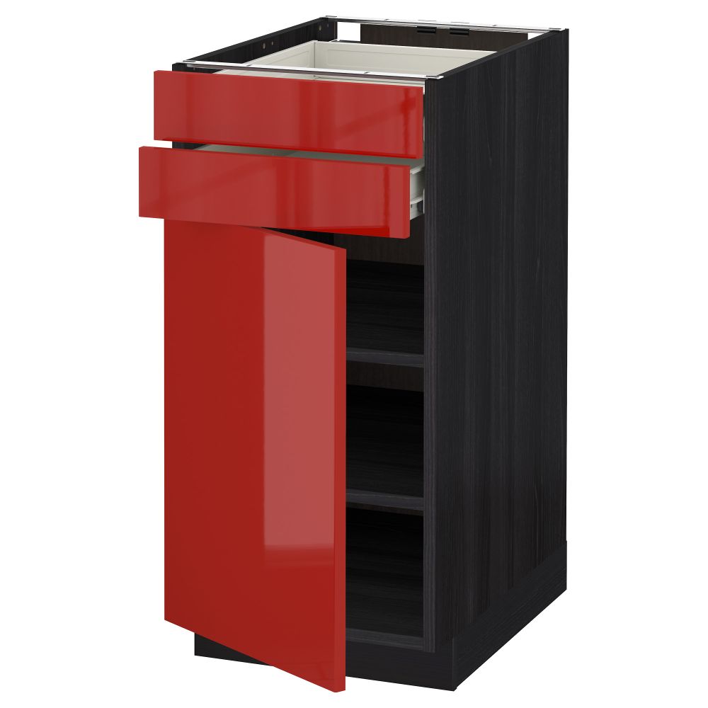 Напольный шкаф с дверцей, 2 ящиками МЕТОД / ФОРВАРА, черный, Рингульт красный - схема-чертеж с размерами