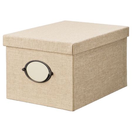 Коробка с крышкой, бежевый 25x35x20 см IKEA KVARNVIK КВАРНВИК 704.594.86