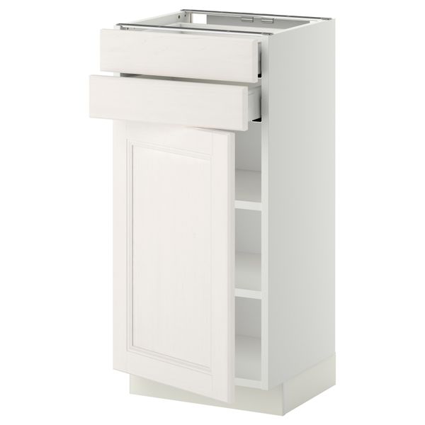 Напольный шкаф с дверцей, 2 ящиками МЕТОД / МАКСИМЕРА, белый, Лаксарби белый - схема-чертеж с размерами