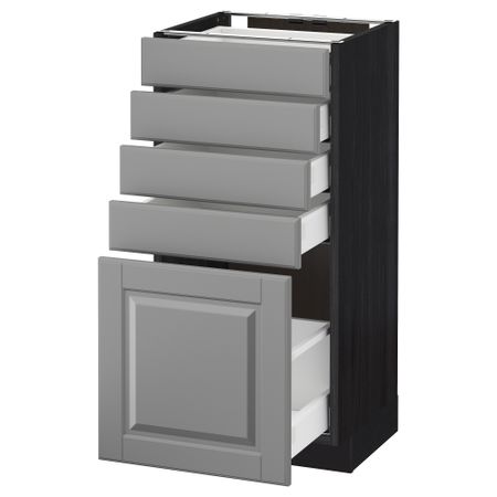 Напольный шкаф с 5 ящиками МЕТОД / МАКСИМЕРА, черный, Будбин серый