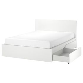 MALM Каркас кровати+2 кроватных ящика - белый/Luröy 160x200 см
