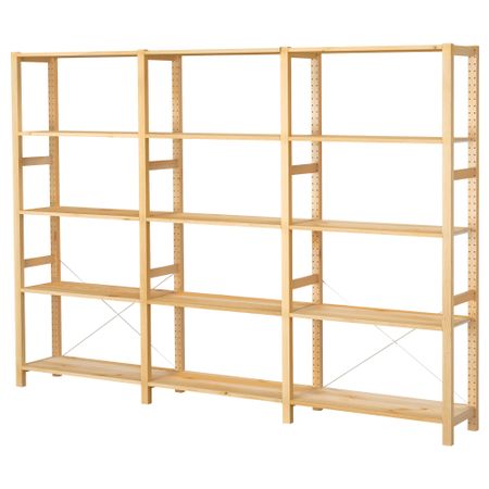 3 секции, полки, 259x30x179 см, сосна IKEA IVAR ИВАР 292.483.74