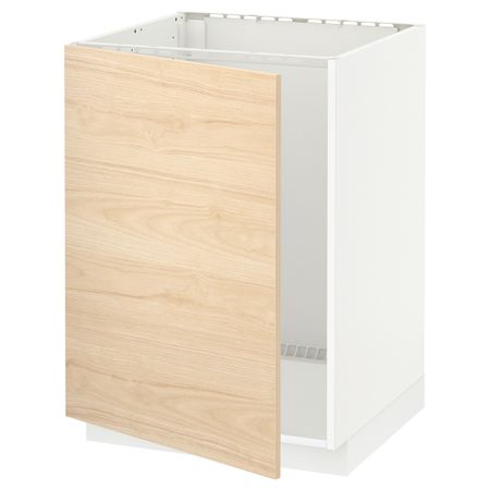 Напольный шкаф для мойки, белый/Аскерсунд под светлый ясень 60x60 см IKEA METOD МЕТОД 394.467.12