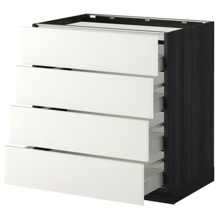 Напольный шкаф, 4 фронтальных панели, 4 ящика МЕТОД / МАКСИМЕРА, черный, Хэггеби белый