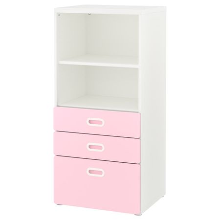 Стеллаж с ящиками, белый/светло-розовый 60x50x128 см IKEA STUVA СТУВА / FRITIDS ФРИТИДС 692.622.35