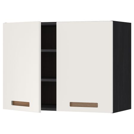 Навесной шкаф с полками, 2 дверцы МЕТОД, черный, Мэрста белый