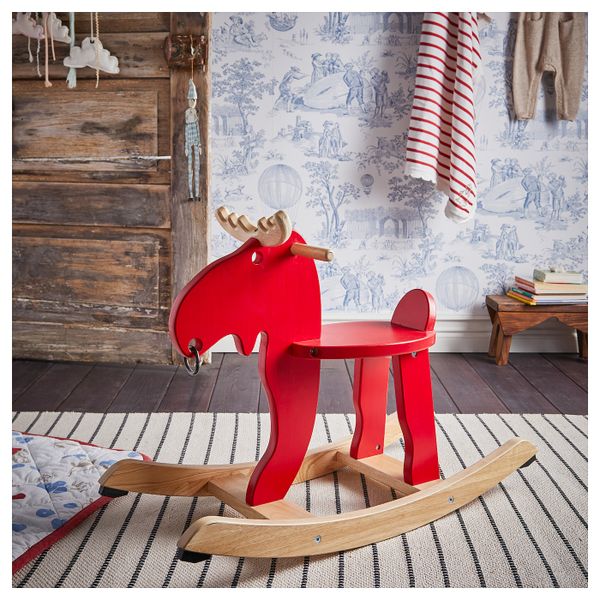 Лось-качалка, красный/каучуковое дерево IKEA EKORRE ЭКОРРЭ 603.660.82 - схема-чертеж с размерами