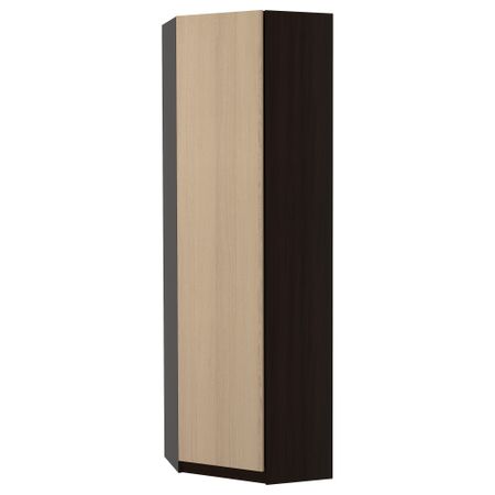 Гардероб угловой ПАКС, черно-коричневый, Нексус дубовый шпон, беленый