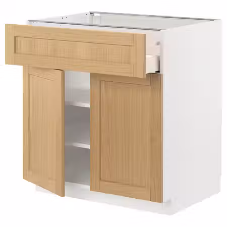 METOD / MAXIMERA Напольный шкаф с ящиком/2дверцами - белый/Forsbacka дуб 80x60 см