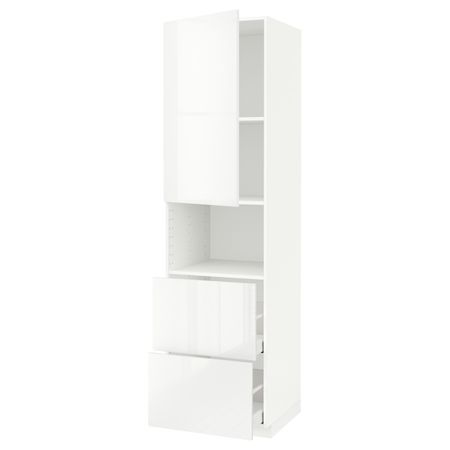 Высокий шкаф для СВЧ/дверца/2ящика, белый/Рингульт белый 60x60x220 см IKEA METOD МЕТОД / MAXIMERA МАКСИМЕРА 692.371.80