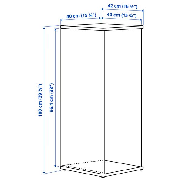 LASTARE Каркас - белый 40x42x100 см - схема-чертеж с размерами