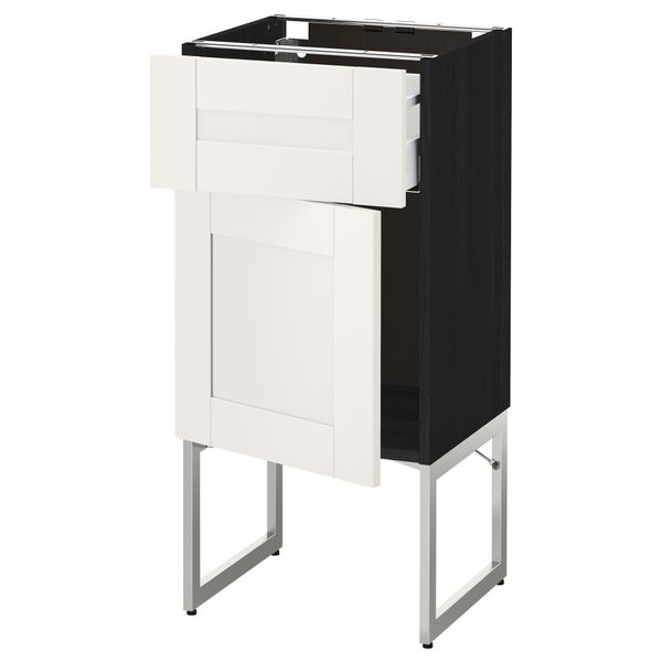 Напольный шкаф с ящиком, дверью МЕТОД / МАКСИМЕРА, черный, Сэведаль белый - схема-чертеж с размерами