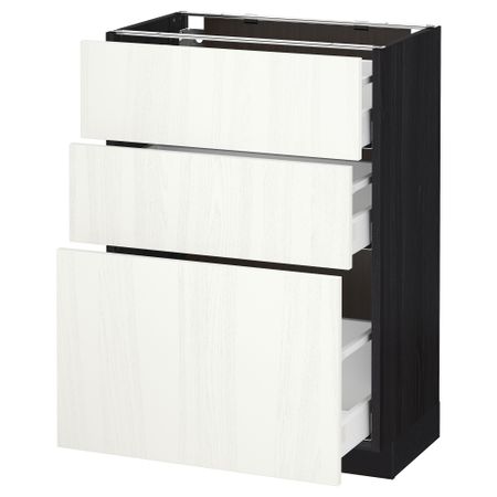Напольный шкаф с 3 ящиками МЕТОД / МАКСИМЕРА, черный, Росдаль белый