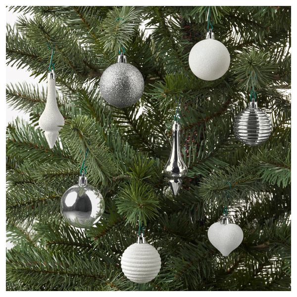 Подвесные украшения, 24 предмета ВИНТЕР 2017, белый, серебристый - схема-чертеж с размерами