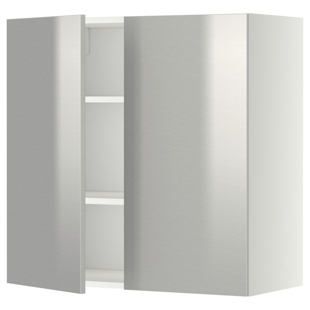 Навесной шкаф с полками, 2 дверцы МЕТОД, белый, Гревста нержавеющ сталь - схема-чертеж с размерами