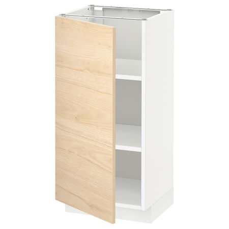 Напольный шкаф с полками, белый/Аскерсунд под светлый ясень 40x37 см IKEA METOD МЕТОД 992.185.28