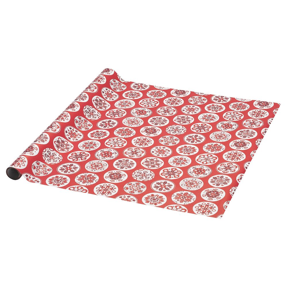 Рулон оберточной бумаги, орнамент «снежинки» красный 3x0.7 м IKEA VINTER 2020 ВИНТЕР 2020 304.715.22 - фото 1
