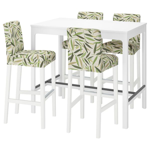 Барн стол + 4 барного стула, белый/Фогельфорс разноцветный IKEA EKEDALEN ЭКЕДАЛЕН / BERGMUND БЕРГМУНД 594.087.71 - фото 1