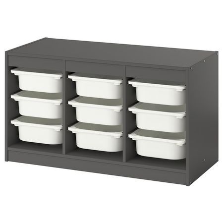 TROFAST Комбинация д/хранения+контейнеры - серый/белый 99x44x56 см