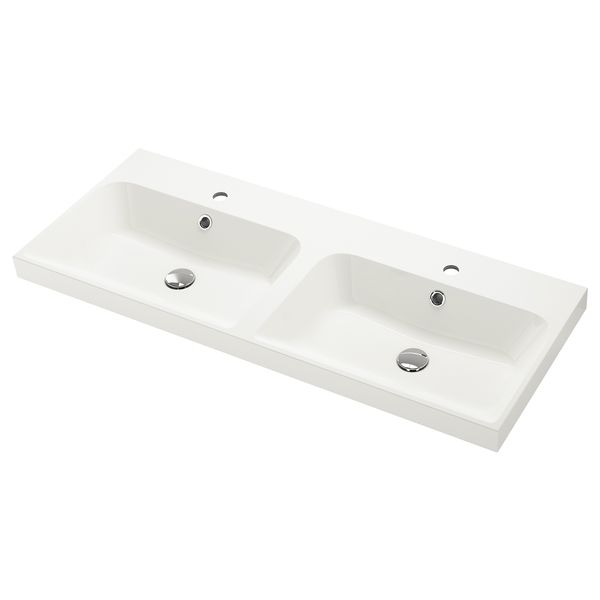 Двойная раковина, белый, 120x48 см IKEA BACKSJÖN 605.451.21 - схема-чертеж с размерами