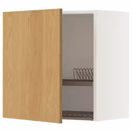 METOD Навесной шкаф с сушилкой - белый/Sinarp дубовый шпон 60x60 см