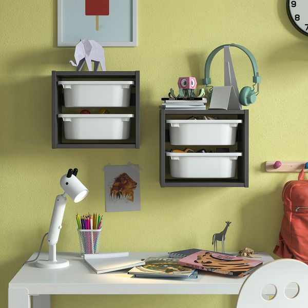 Настенный модуль для хранения, серый-белый, 34x21x30 см IKEA TROFAST ТРУФАСТ 395.755.15 - фото 2