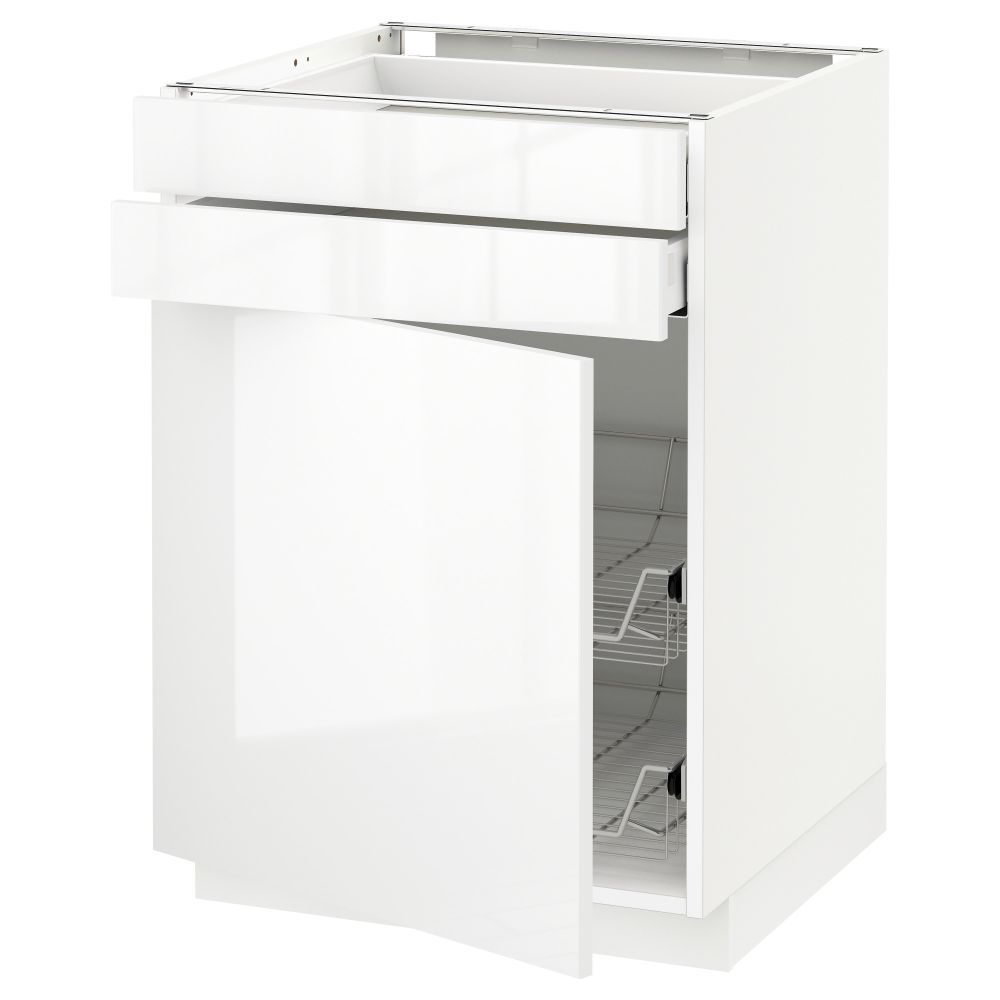 Напольный шкаф, дверца, 2 ящика, проволочных корзин МЕТОД / МАКСИМЕРА, белый, Рингульт белый - схема-чертеж с размерами