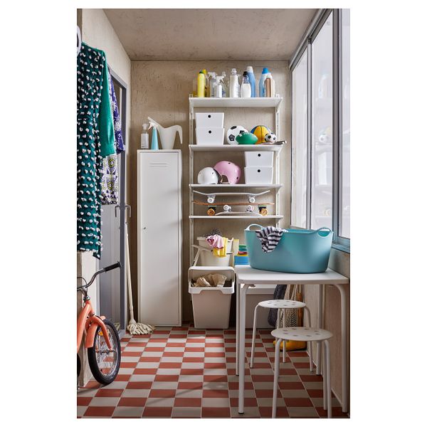 Настенная шина/полки, белый 86x41x197 см IKEA АЛЬГОТ 592.303.82 - схема-чертеж с размерами