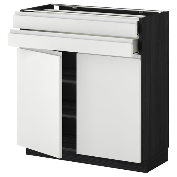 Напольный шкаф, 2 дверцы, 2 ящика МЕТОД / МАКСИМЕРА, черный, Нодста белый - фото 1