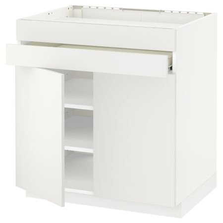 Напольный шкаф для варочной панели, 2 ящика, 2 фасада, 1 ящик МЕТОД / ФОРВАРА, белый, Хэггеби белый (80x60 см)
