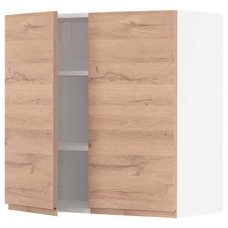 Навесной шкаф с полками/2дверцы, белый/Воксторп под дуб 80x80 см IKEA METOD МЕТОД 994.141.95