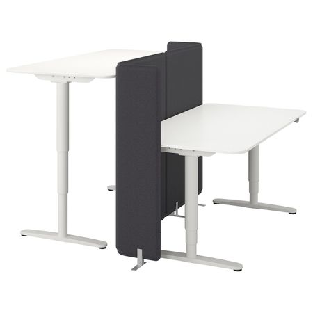 Стол-трансформер с экраном, белый 160x160 120 см IKEA БЕКАНТ 592.786.80