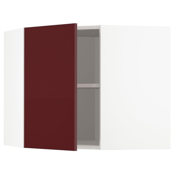 Угловой навесной шкаф с полками, белый Калларп/глянцевый темный красно-коричневый 68x60 см IKEA METOD МЕТОД 093.269.28 - фото 1