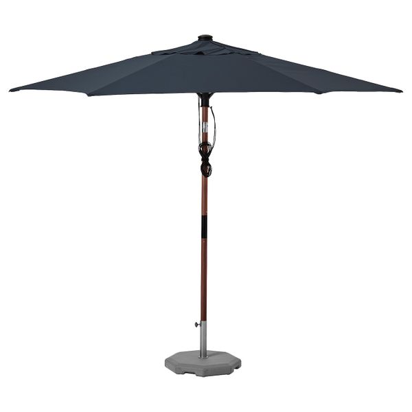 Зонт от солнца с опорой, под коричневое дерево темно-синий/Хювон 300 см IKEA БЕТСО / ЛИНДЭЙА 293.255.41 - фото 1