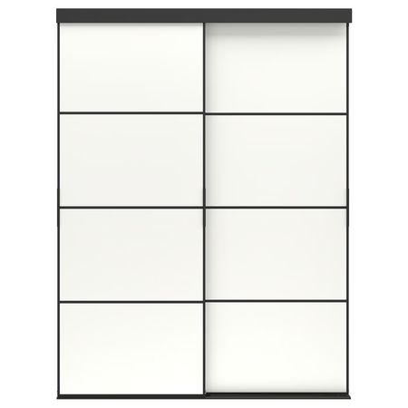 SKYTTA / MEHAMN Дверь раздвижная, комбинация - чёрный/двусторонний белый 152x205 см
